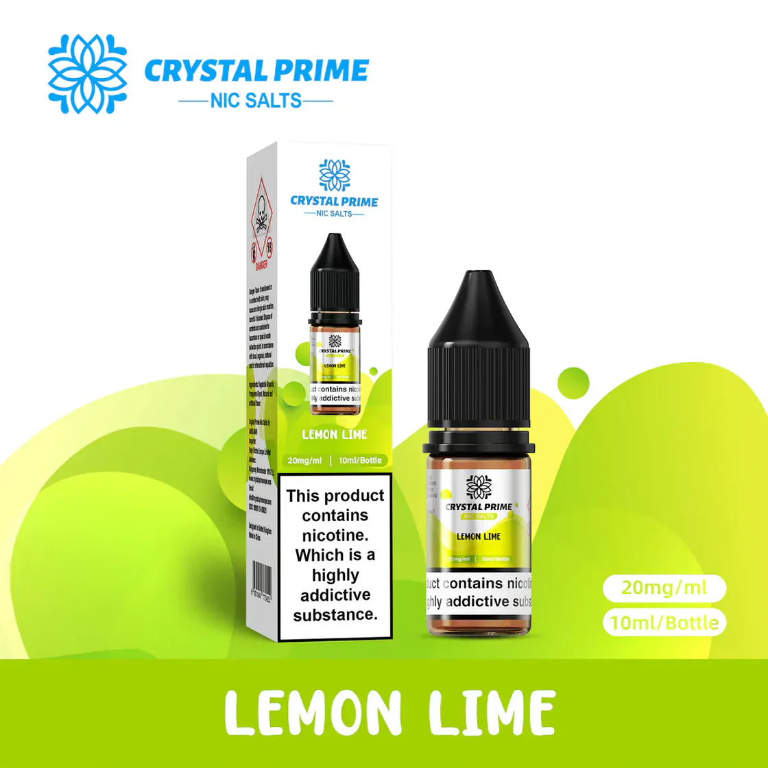 Crystal Prime Nic Salts Lemon Lime (Box of 10)