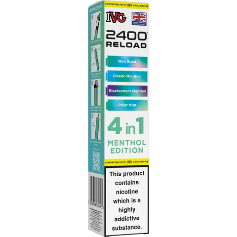 IVG 2400 Reload 4-in-1 Multi Flavour Prefilled Vape Pods (Box of 5)