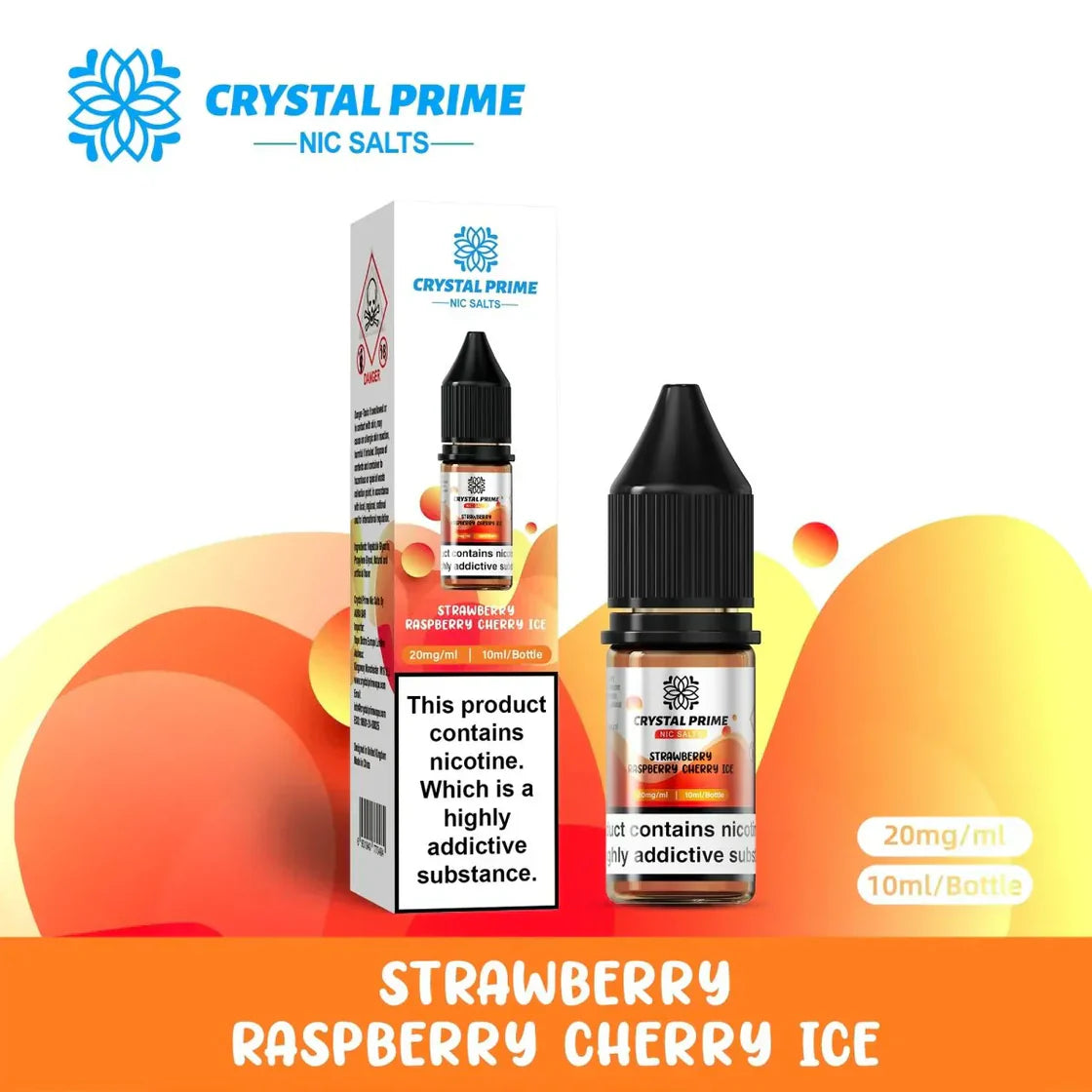 Crystal Prime Nic Salts Strawberry Raspberry Cherry Ice (Box of 10)